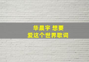 华晨宇 想要爱这个世界歌词